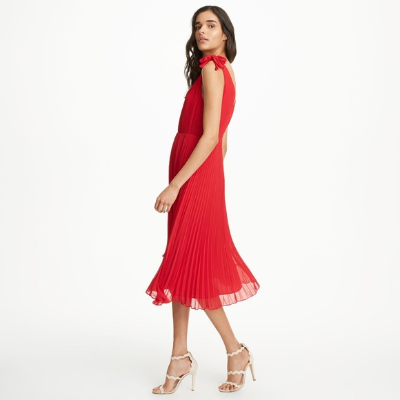 NWT Club Monaco Jessany Pleated Dress Red size 00 - Picture 2 of 7